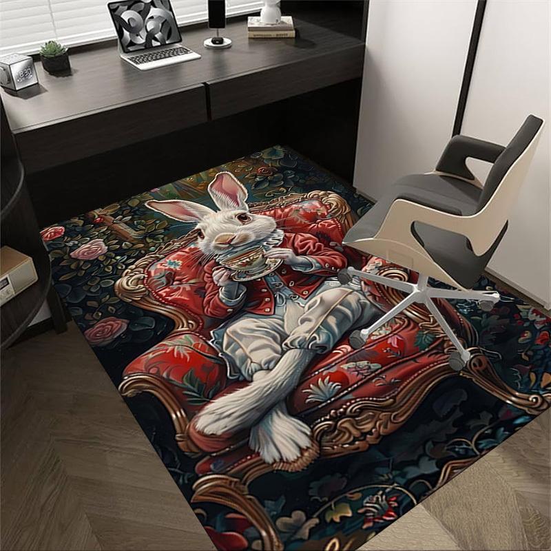 1PC Rabbit, Tea Extra Large Non Slip Floor Carpet, Office, Family, Studio   Large Area Rug Indoor Rugs, Bold Statement Piece