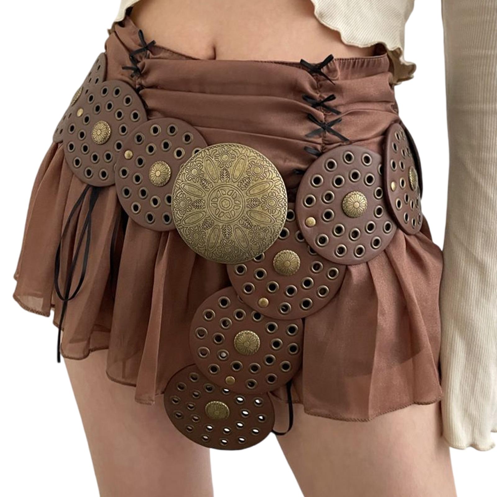 

Западный поясной ремень для ковбойши, резная пряжка с люверсами, ретро полая поясная цепочка, стильный ремень, модные аксессуары кофейный