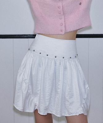 Rose Franz Studded Silky Mini Skirt [White]