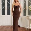 New Mesh Lace Fishbone Suspender Dress, European and American Sexy Backless Slim Hip Long Fishtail Dress