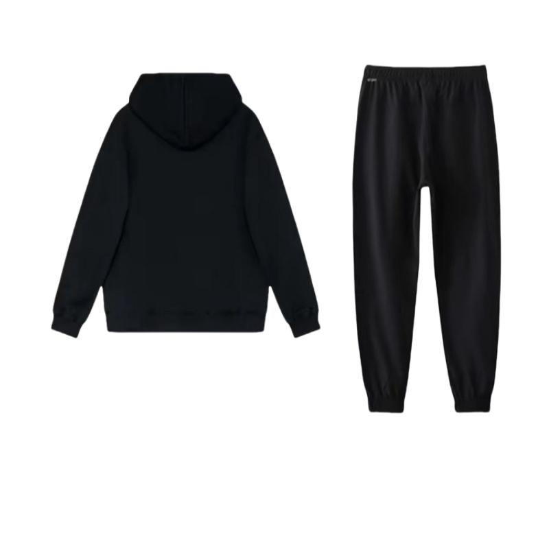 Li-Ning Solid Color Loose Fit Hooded Sweatshirt And Elastic Waist Straight Leg Cuffed Pants Casual Sports Suit AYKT551-7+YWDT331-1