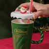 Christmas Ceramic Mugs Large 400ml Capacity Festival Christmas Theme Ceramic Mugs with Lid for Hot Beverage