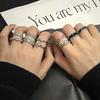 Niche Design Couple Ring Personality Retro Dripping Oil High Sense Retro Cold Wind Open Index Finger Ring Woman