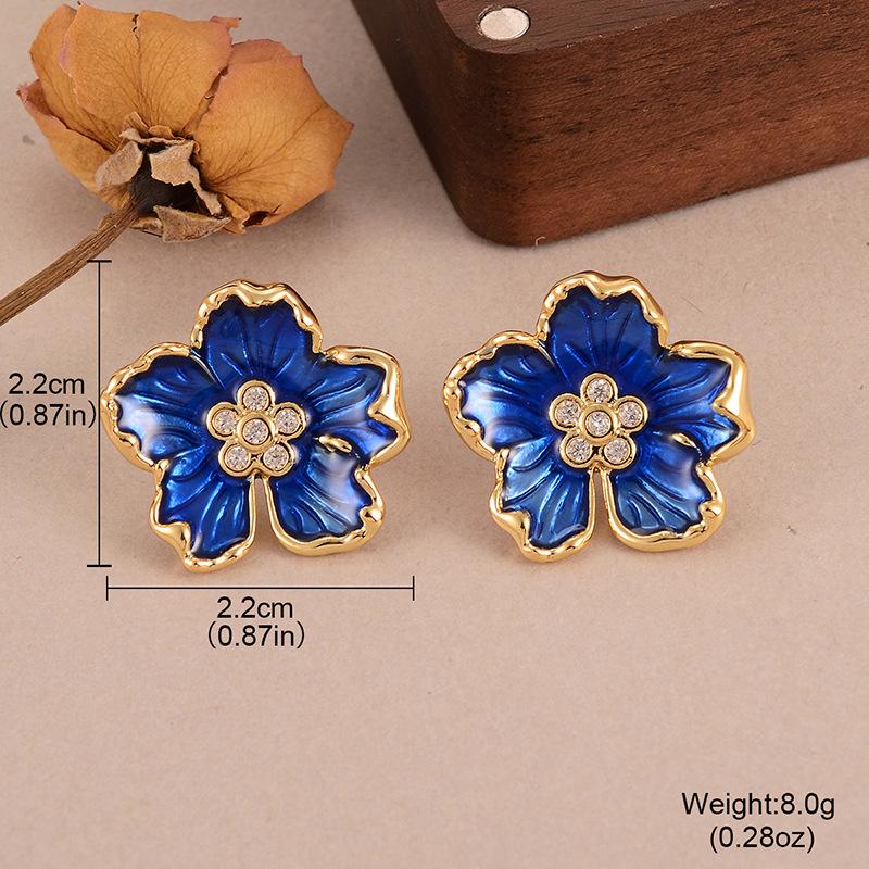Винтажные серьги-капли с цветами цвет нишевые простые средневековые винтажные серьги эмаль дизайн пусеты