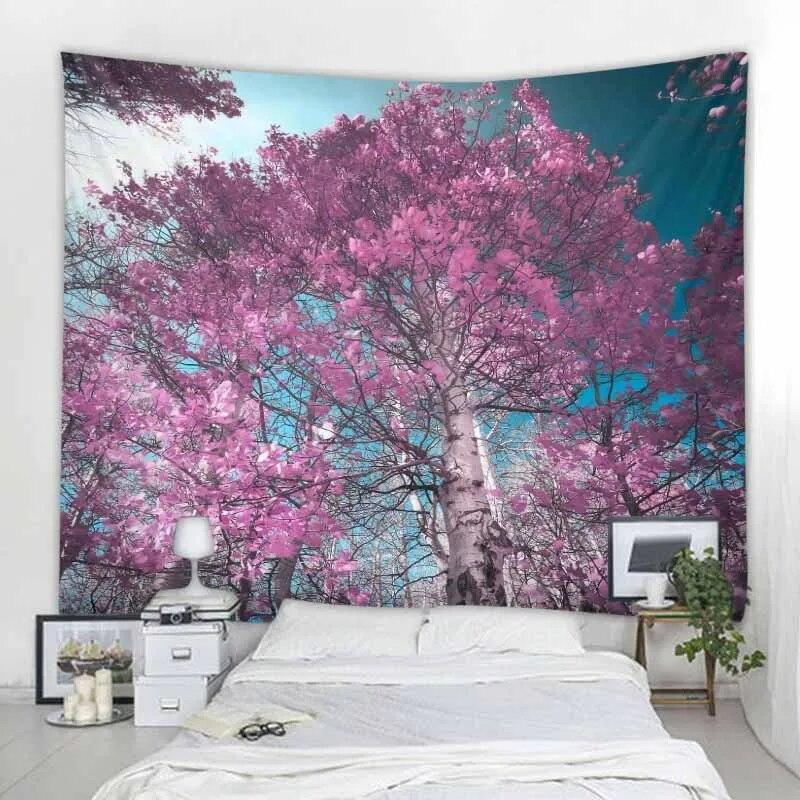 Naturlig väggtapet Mandala Trädgård Landskap Bohemisk rumsinredning Psykedelisk Tapiz Hippie Sovrum Tygmatta