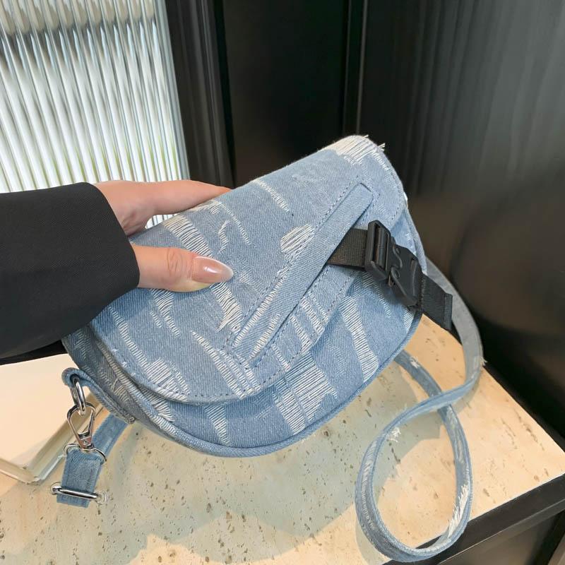 Spring/Summer New American Retro Saddle Bag Crossbody Bag Chest Bag Unisex Denim Fabric Sports