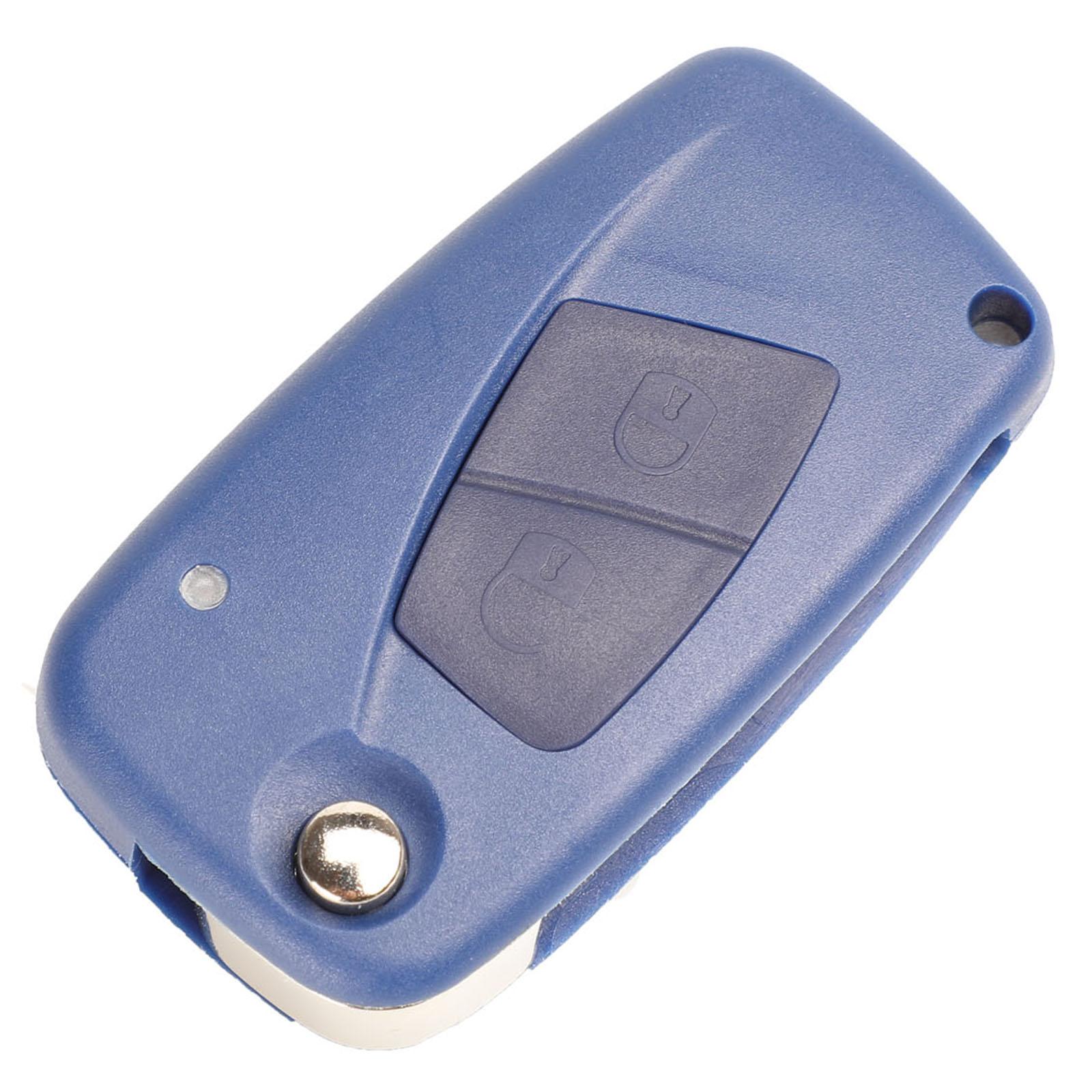 Jingyuqin Flip Folding Remote Car Key Case Shell Cover Fob For Fiat Iveco Punto Ducato Stilo Panda Idea Doblo Bravo 2/3 Buttons 2 Buttons Blue