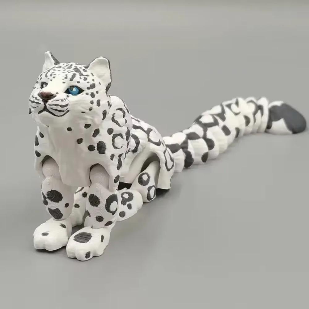 3D Printed Snow Leopard Figurines Ornaments Realistic Wild Animals Figurines Animal Models Home Desk Decoration