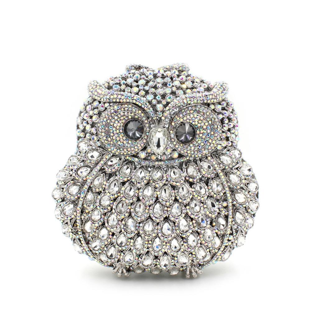 Owl Shape Multi-Colored Rhinestone Crystal Women Evening Clutch Purse Luxury Lady Party Bags Prom Clutches Female Handbags