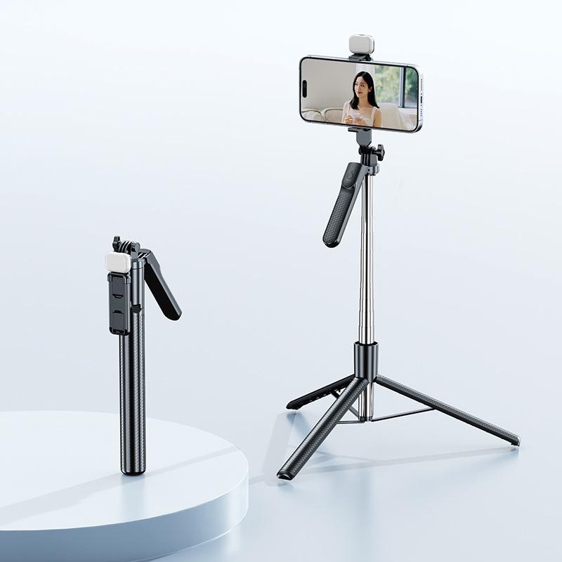 1.7m Anti-Shake Selfie Stick with Bluetooth Remote, Stabilizer, Telescopic Frame, Fill Light, and Mobile Holder for Live Streaming.