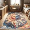 Sun and Moon Decorative Rug,Modern Esoteric Celestial Lunar Motif with Boho Paisley Details, Quality Carpet for Bedroom Dorm and