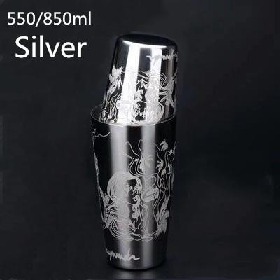 650ml/800ml Boston Cocktail Shaker With Etched Pattern Bar Cocktail Shaker Tin Set Bar Tool
