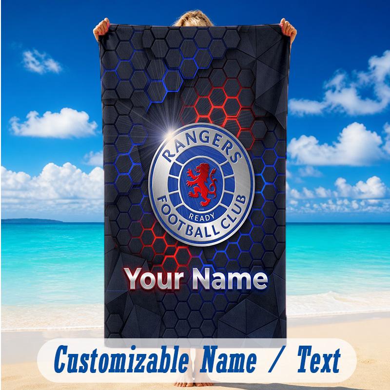 Beach Towel Custom Name Text, Quick Dry Large Towel For Beach HomeRangers FC