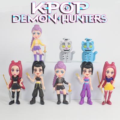 8 Stück/Set Kpop Dämonenjagd Serie Figur Mini Tiger Figur Spielzeug Schreibtisch Dekoration Figur Puppe Statuen Ornament Weihnachten Kinder Geschenke