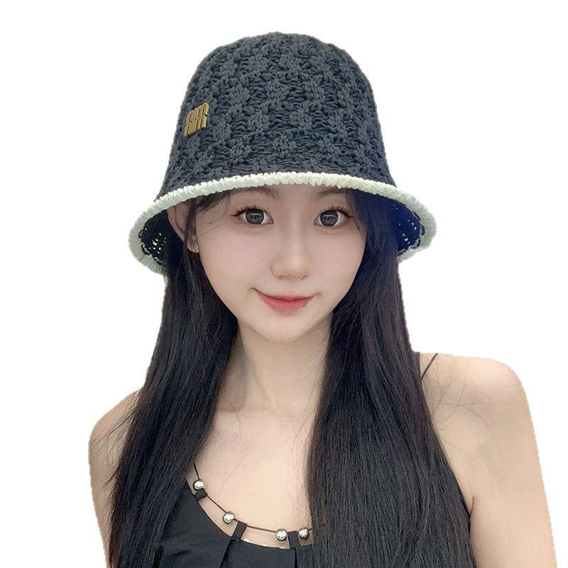 Min Woven Breathable Straw Hat for Women, Japanese Style, Sun Protection Bucket Hat, Makes the Face Look Smaller, Suitable for Beach Vacations