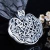 Sterling Silver Bat & Longevity Lock Pendant Necklace for Men & Women - Retro Sweater Chain Full Moon Gift