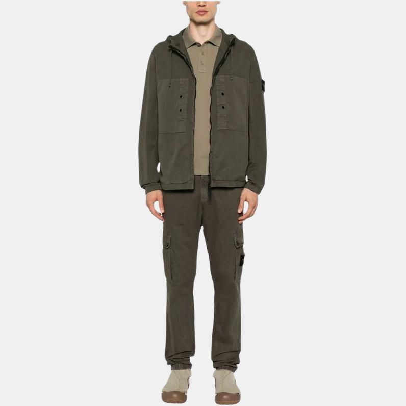 STONE ISLAND Μονόχρωμο Ζακέτα με Φερμουάρ Μακρύ Μανίκι Ανδρικά μπουφάν Στρατιωτικό Πράσινο K1S154100091S0010V0054