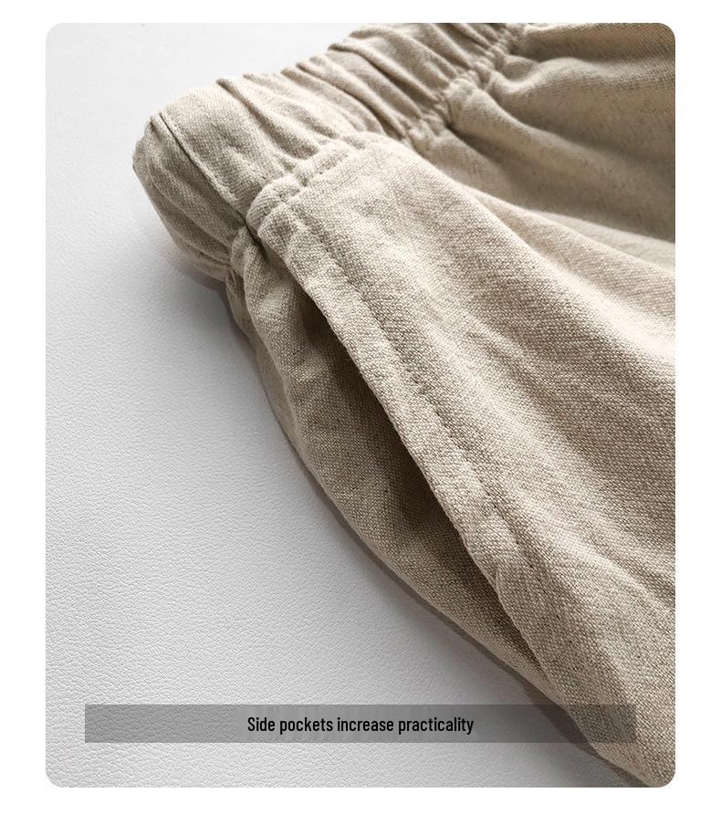 Women's High Waist Cotton Linen Drawstring Pants - Floor-Length, Breathable, Casual, Slimming Straight Leg Trousers for Summer.