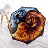 1 PC Automatic Folding Umbrella - Yin Yang Tiger Pattern, Portable & Foldable Design with 8 Ribs, Christmas Birthday Gifts