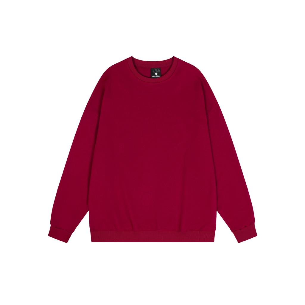 Basic Solid Color Fashionable Crew Neck Twill Sweatshirt Luxurious Relaxed-fit Versatile Unisex Long Sleeve Basic Streetwear Sweatshirt