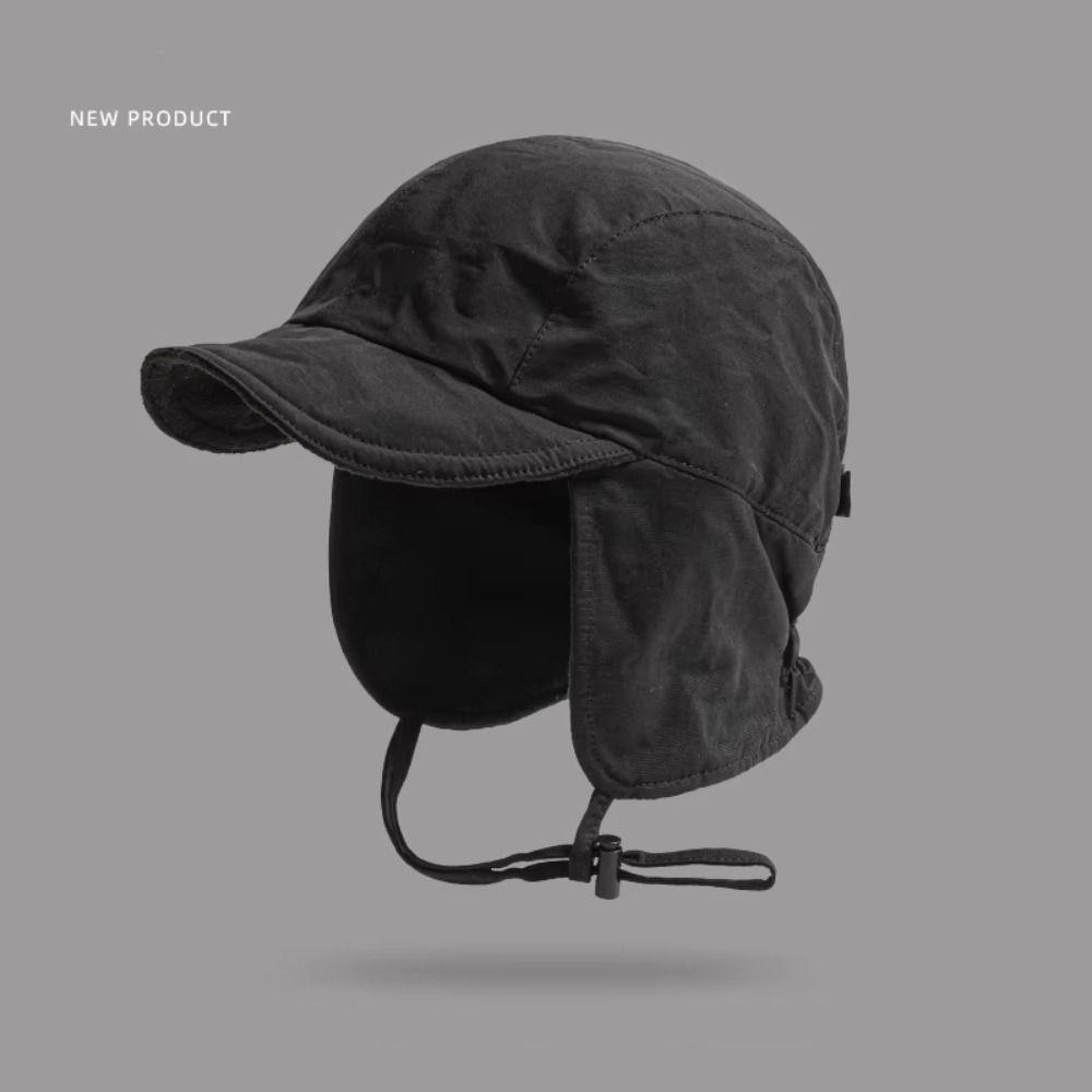 Winter Cap Earflap Hat Windproof Velvet Pilot Hat Japanese Bonnet Hat  Men Women