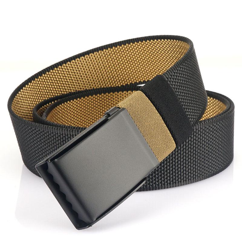 Unisex Double-Sided Nylon & Canvas Belt with Metal Buckle