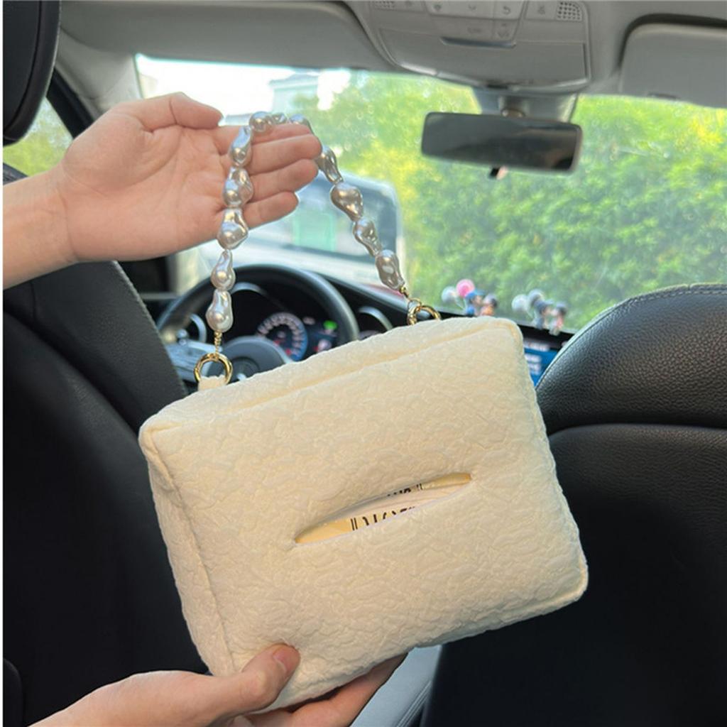 Car Tissue Box, Seersucker Small Fresh Decoration, Car Paper Drawer, Car Chair Back Hanging Storage Tissue Bag