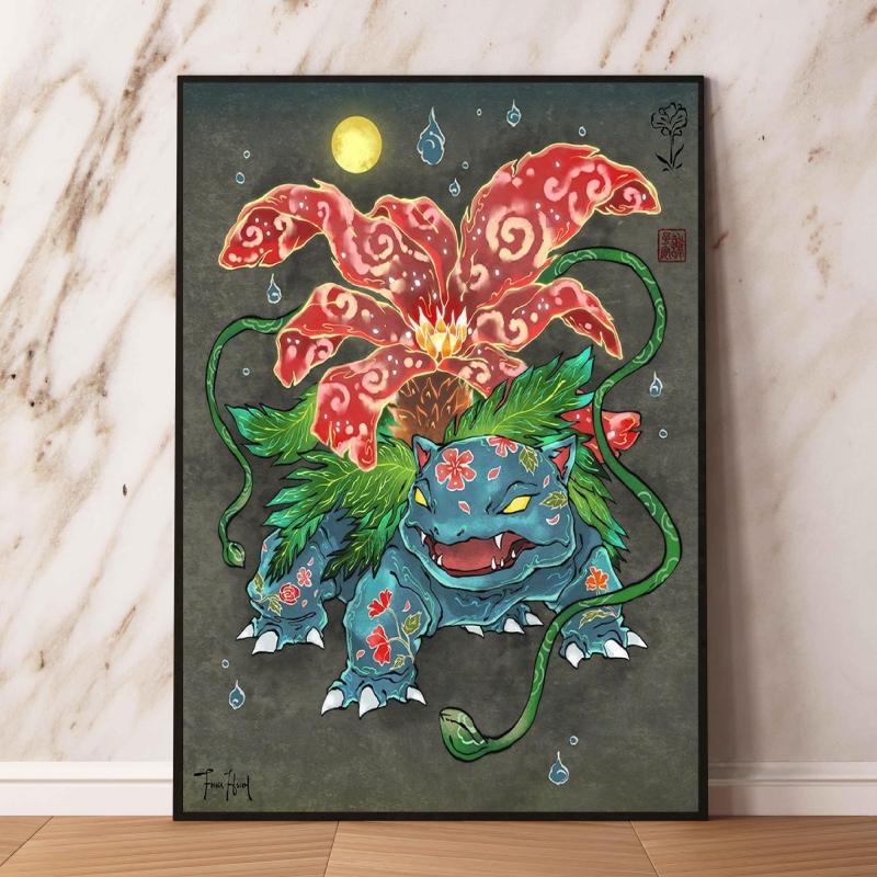 Lugia Ho-Oh Pokemon Unframed Canvas Painting Comic Themed Anime Wall Decor Unique Collection Enhance Your Living Space