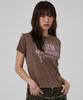 HOODHOOD 888 Angel Graphic Washed Short Sleeve T-Shirt Brown