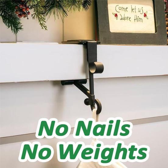 Fireplace Stocking Hook Mantle Garland Hanger Strong Load-bearing Adjustable Design Heavy Duty 2-in-1 Stocking Garland Holder