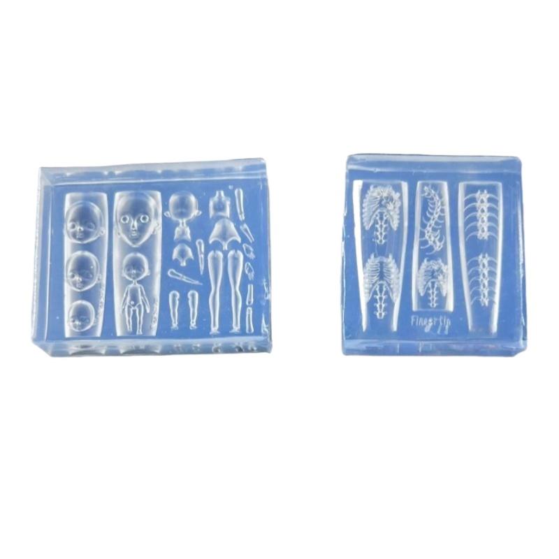 1/2Pcs DIY Doll Design 3D Ribs Spine Bone Acrylic Mold Transparent Silicone Manicure Template Nail Accessories