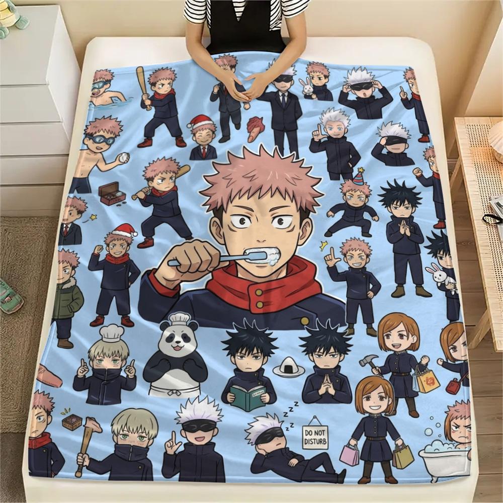 1PC Jujutsu Kaisen Patterned Flannel Blanket Suitable For All Seasons For Home Decor Warmth And Comfort Gifts Holiday Present