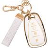 Key Fob Cover Fit for Chevy Key, Car Key Case Protector for Volt Bolt Spark Equinox Traverse Trax (4 Buttons White)