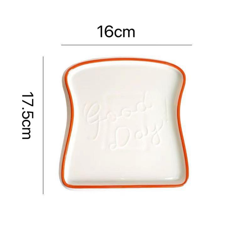 Creative Bread Shaped Ceramic Breakfast Plate Toast Dishes Salad Fruit Snack Tray Household Tableware Dinner
