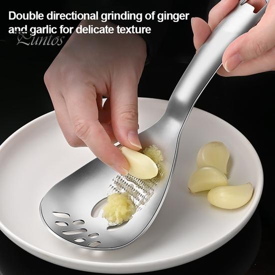 Durable Stainless Steel Grater Slotted Spoon with Bottle Opener & Ginger Grater, Fine Tooth Kitchen Accessory Manual Grinder for Puree Paste,
