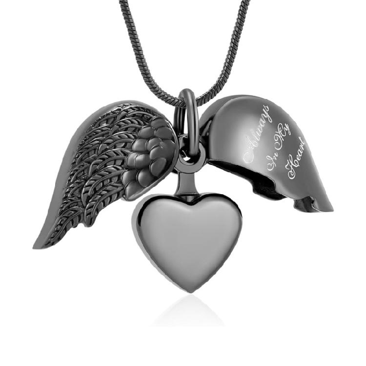 Everlasting Pet Ashes Necklace Heart Wing Design Cremation Jewelry For Keepsakes