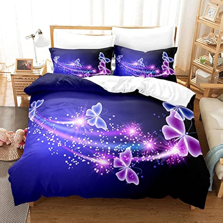 Beautiful Butterfly Duvet Cover Set Twin King SizeButterfly Floral Print Bedding Set for Girls WomenBoho Style Comforter Cover