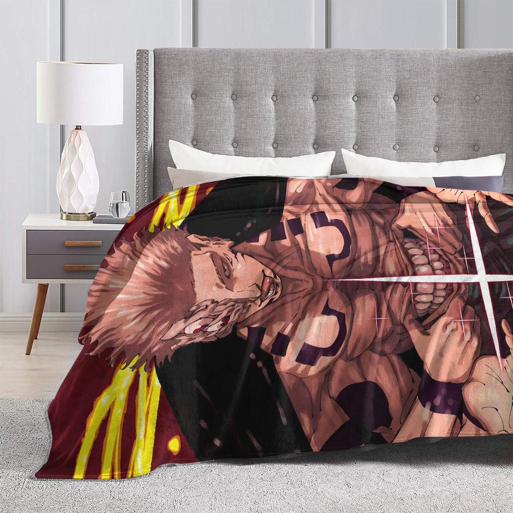 Sukuna Ryomen Jujutsu Kaisen Decken Samt Herbst/Winter Multifunktionale Super Warme Überwurfdecke für Bett Reisen Bettüberwürfe