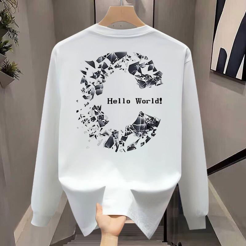 T-Shirt Trendy Long-Sleeved Heavy Round Neck Casual T-Shirt Fashionable European Station Men'S High-Quality Cotton T-Shirt