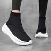 Unisex Winter High Top Sport Shoes Knitted Slip-On Lined Couple Matching Ankle Length Socks Sneakers