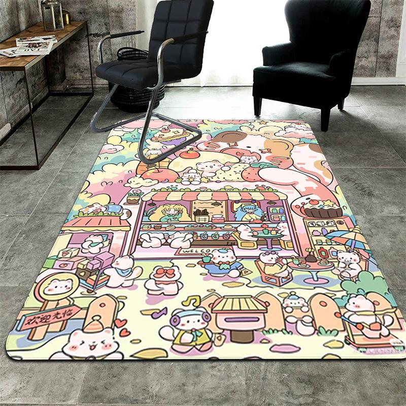 Kawaii Dessert & Animal Wonderland Rug Floor Mat for Living Room or Bedroom Soft and Comfortable Carpet a Gift for Birthday and Holiday.ZFF0913262