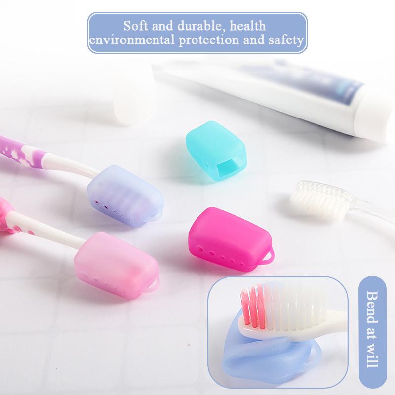 5PCS Silicone Portable Toothbrush Head Covers Travel Hiking Camping Toothbrush Box Brush Cap Case Protective Dustproof Case
