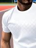 Men's Short-Sleeve T-Shirt with Quadrilateral Vertical Stripes and Side Seam Accents - Versatile Top for Daily Casual and Commuting Wear