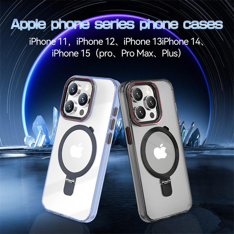 Luxury High Quality Transparent Acrylic Magnetic Stand Phone Case for iPhone 15 Pro Max 14 Plus 13 12 Pro 11 All-inclusive Drop Protection Cover