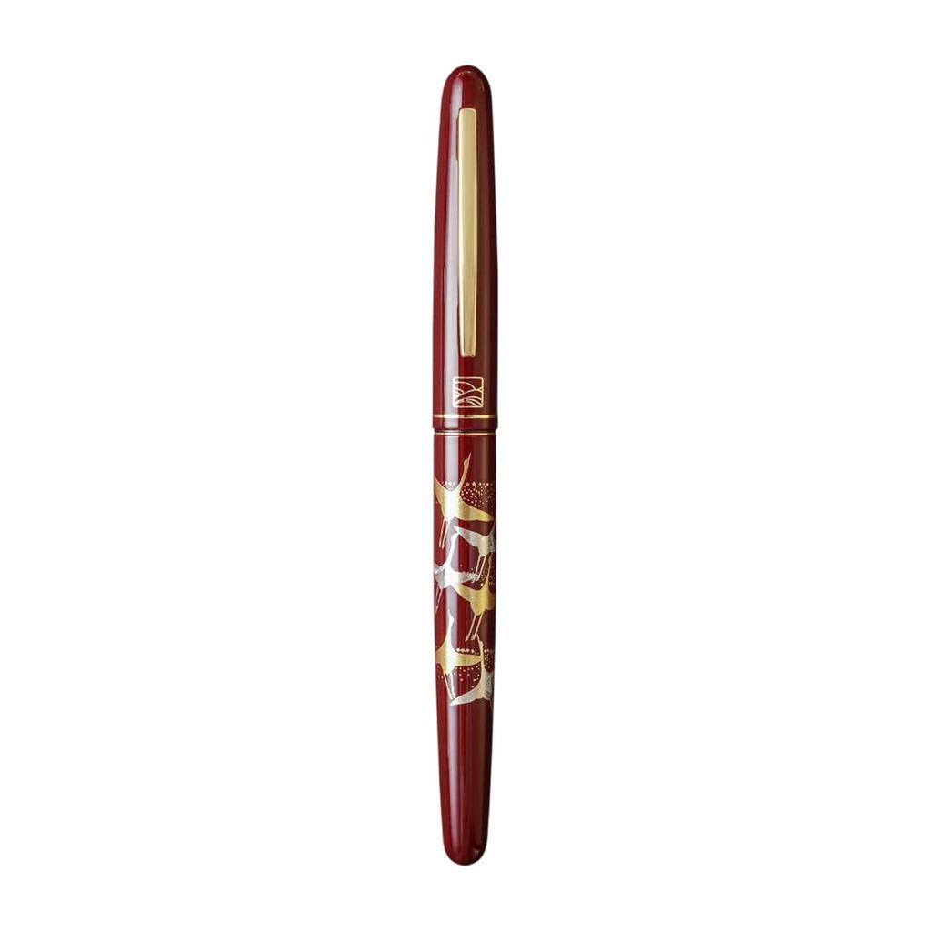 WANCHER Kuretake Modern Tsuruju Crane Fountain Limited Edition Medium Maki-e Pen, (M Nib, Red)