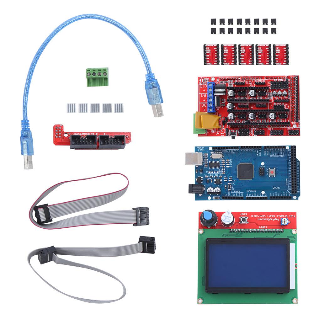 3D Printer Kit with for Mega 2560 Board for RAMPS 1.4 Controller 12864 LCD A4988 Driver