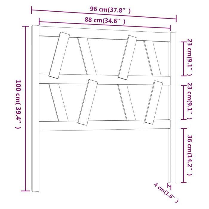VidaXL Headboard Honey Brown 96x4x100 Cm Solid Pine Wood 818603