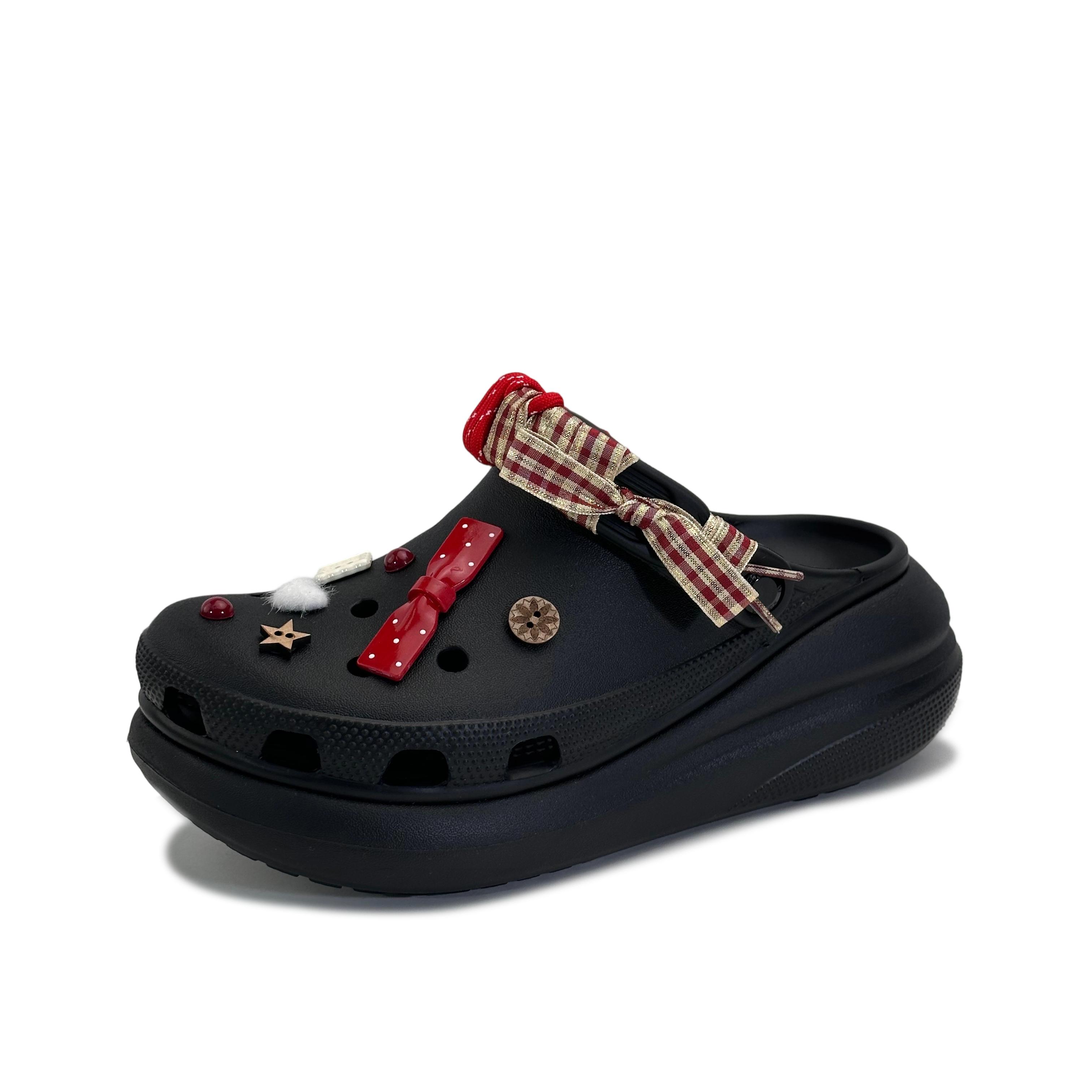 

Crocs Crush Clog Cookies Crunch Мода Ретро Игривый Милый Колледж Универсальный Удобный Обувь с отверстиями Женский Черный 39-40 чёрный