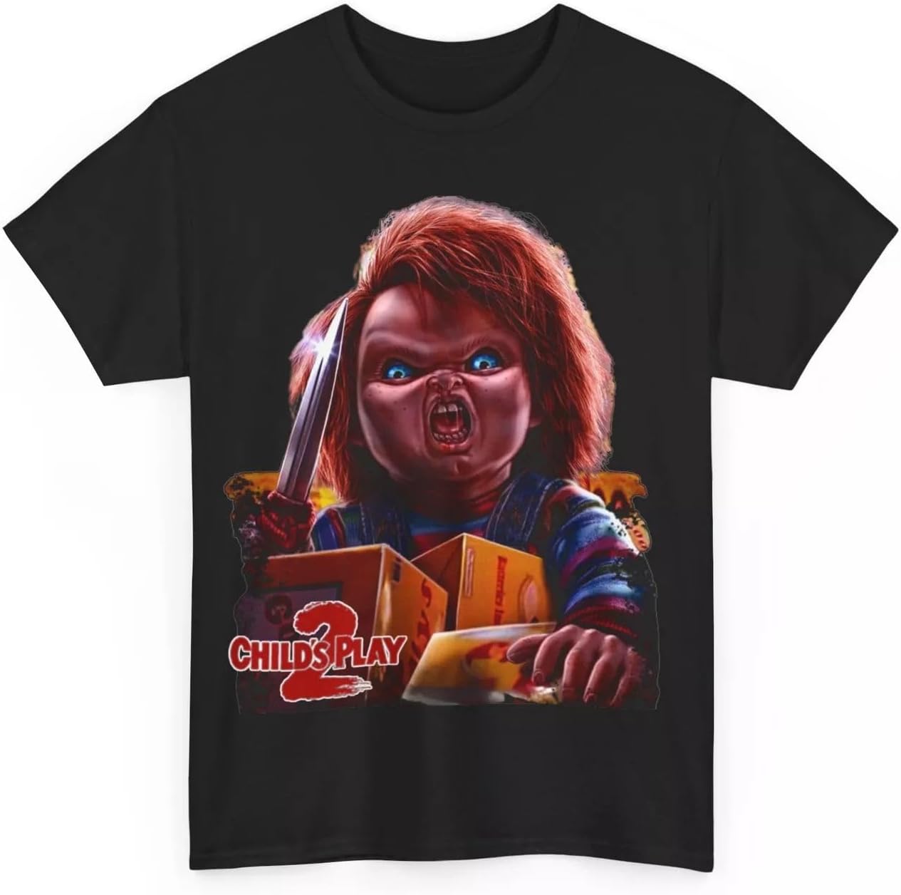 Child’s Play 2 Movie 1990 Chucky Horror T Shirt Unisex Heavy Cotton Tee Black XL чёрный