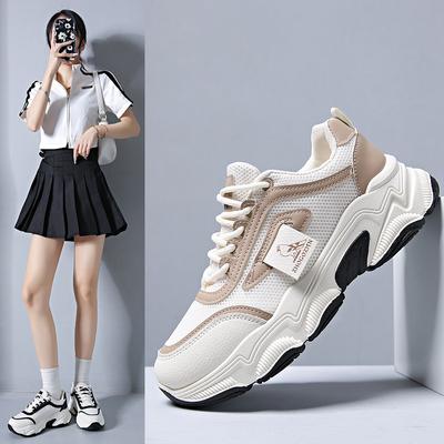 Mesh Breathable Heightening Dad Shoes Women's Summer New Fashion Versatile Soft Sole Casual Lightweight Sports Shoes
